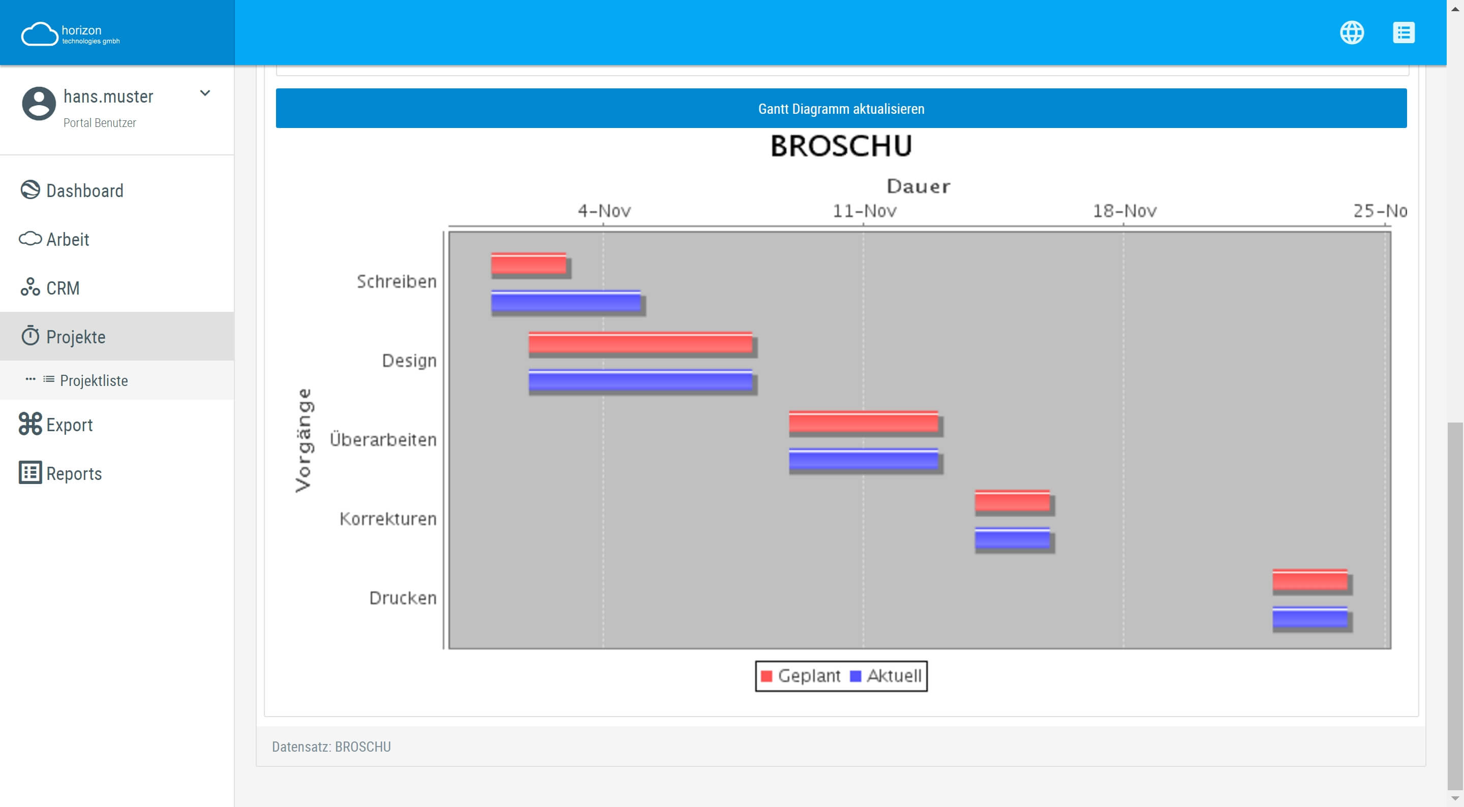 Screenshot Projekt Gantt Diagramm